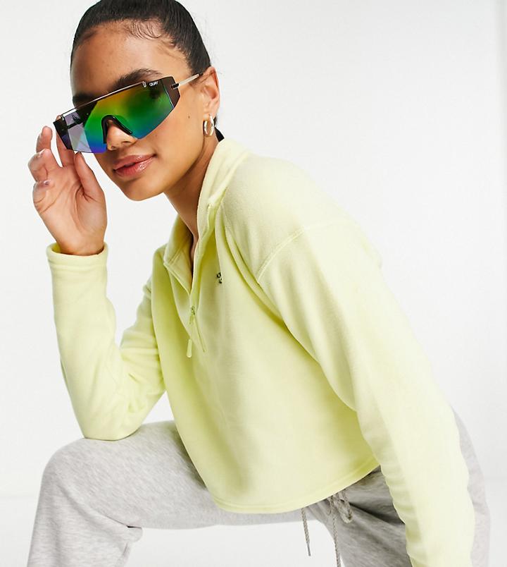 The North Face 100 Glacier 1/4 Zip Cropped Fleece In Yellow Exclusive At Asos