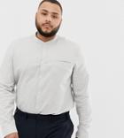 Asos Design Plus Slim Fit Grandad Collar Shirt In Gray Marl - Gray