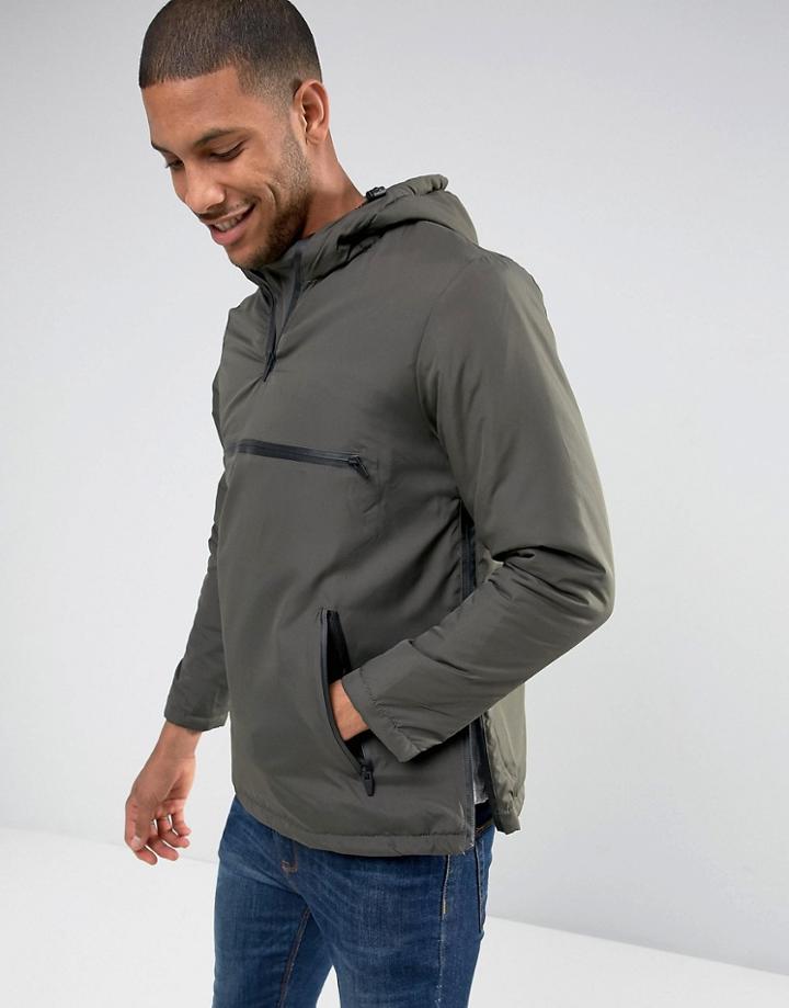 Brave Soul Overhead Wind Breaker Jacket - Green