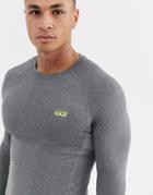 Asos 4505 Icon Muscle Training Long Sleeve T-shirt With Quick Dry In Gray Marl