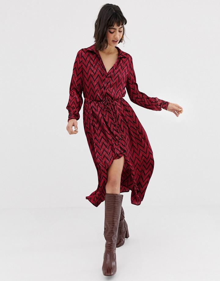 Mango Zig Zag Detail Dress - Brown