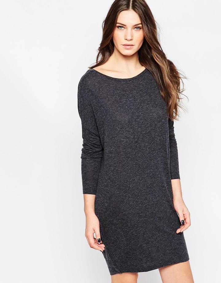 Ganni Gray Melange Shift Dress - Pewter Melange