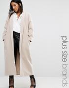 Missguided Plus Shawl Collar Maxi Coat - Beige
