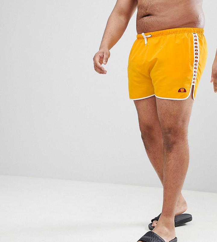 Ellesse Plus Swim Shorts With Taping Exclusive In Orange - Orange
