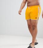 Ellesse Plus Swim Shorts With Taping Exclusive In Orange - Orange