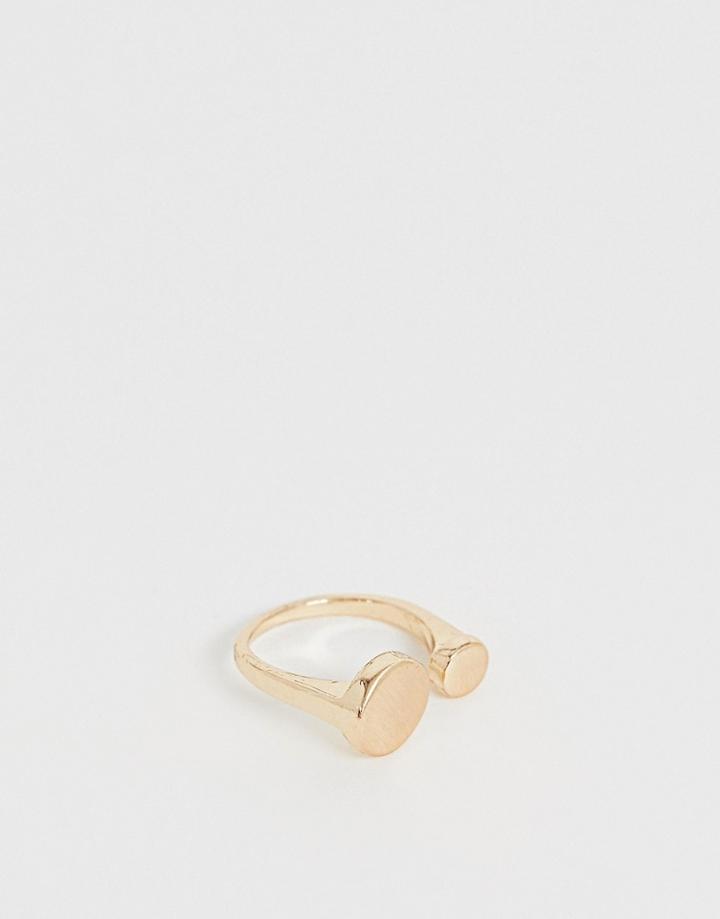 Asos Design Ring With Brushed Graduated Circle Design In Gold - Gold
