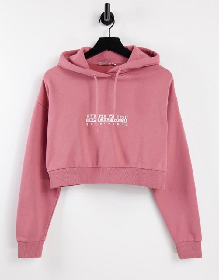 Napapijri Box Cropped Hoodie In Pink