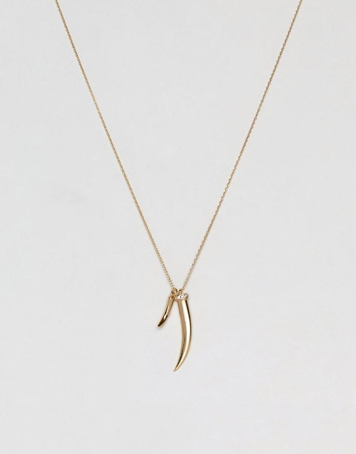 Orelia Tusk Short Pendant Necklace - Gold