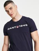 Gant Lounge T-shirt In Navy With Chest Logo