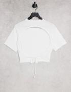 Monki Linda Organic Cotton Open Back Crop Top In White