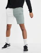 Closure White And Gray Color Block Printed Logo Shorts In Gray