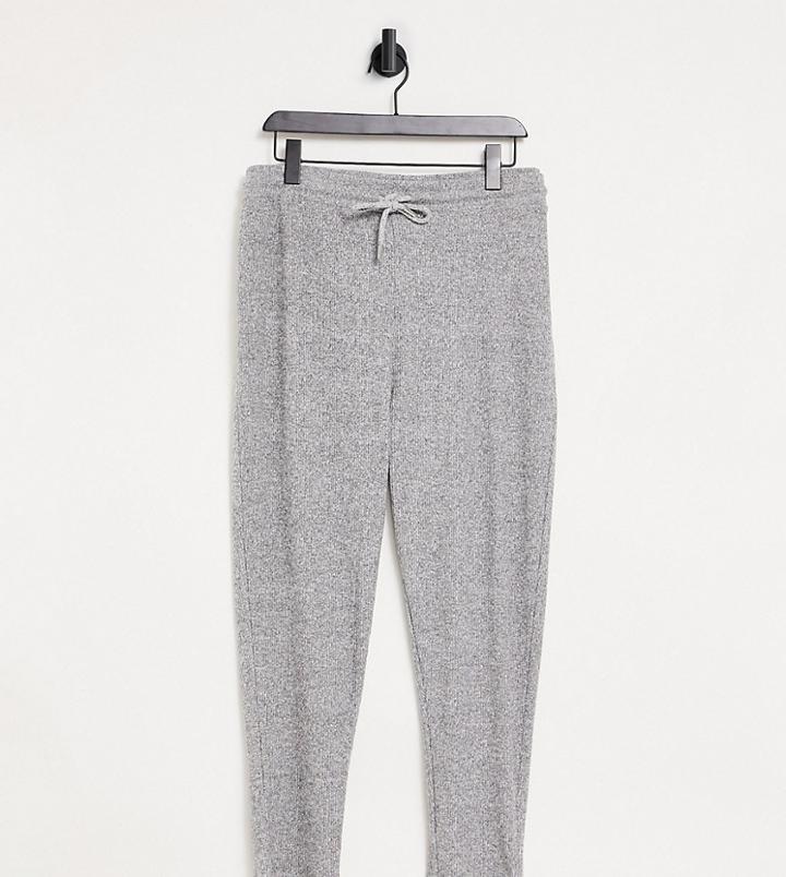 Asos Design Curve Ribbed Leggings With Tie Waist-grey