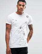 Religion Doodle Stitch Embroidery T-shirt - White