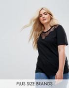 New Look Curve Lace Insert Tee - Black