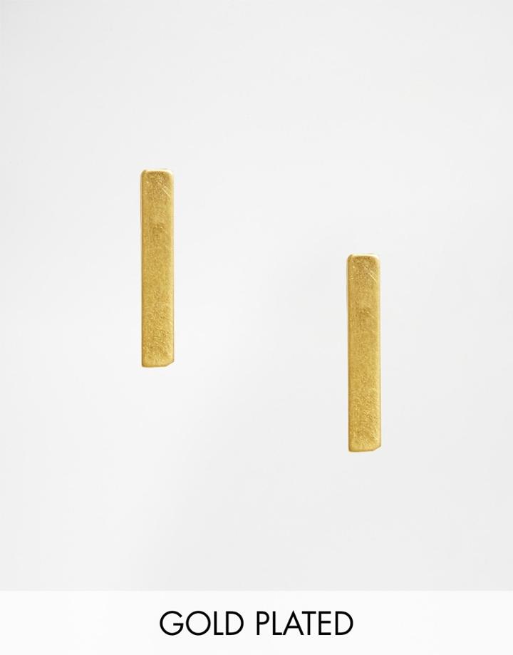 Pilgrim Long Bar Stud Earrings - Gold