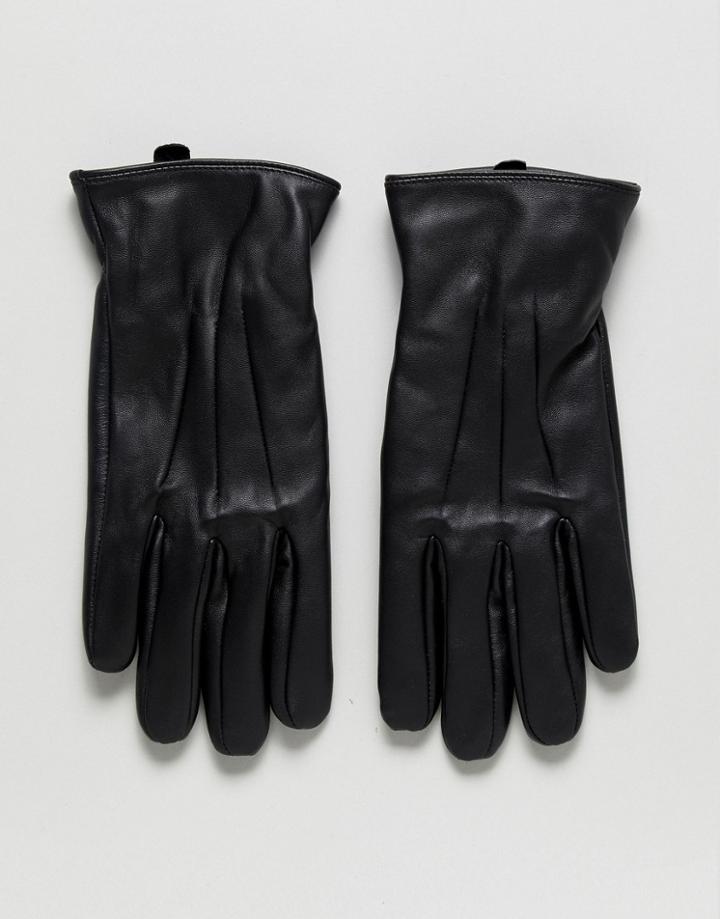 Jack & Jones Leather Gloves - Black