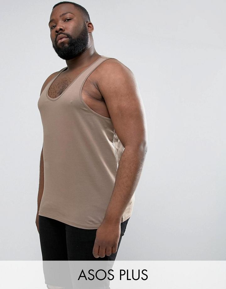 Asos Plus Tank In Brown - Brown