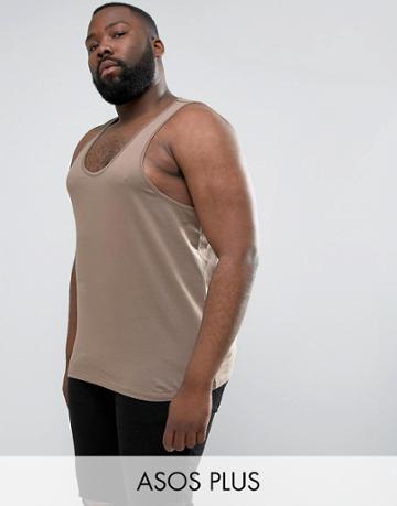Asos Plus Tank In Brown - Brown
