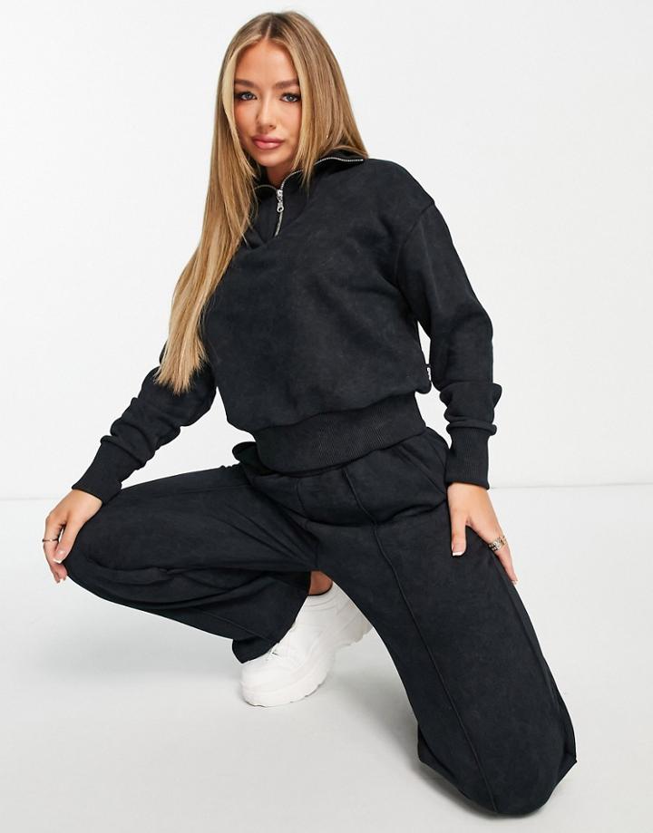 Asos 4505 Funnel Neck Sweatshirt With Zip In Black