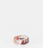Asos Design Curve Ring With Colorful Flowers In Clear Plastic Resin-multi