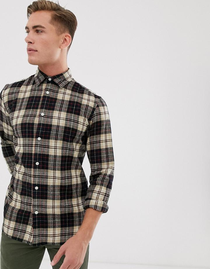 Selected Homme Large Check Shirt In Off White