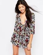 Wyldr Twin Shadow Romper With Tie Front - Multi