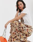 Glamorous Tiered Maxi Skirt In Fall Floral-multi