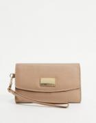 Paul Costelloe Leather Wristlet Wallet In Light Tan-brown
