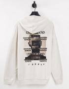 Asos Unrvlld Spply Oversized Hoodie With Graphic & Logo Prints In Gray-grey