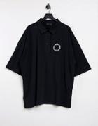 Asos Weekend Collective Oversized Mini Collared Dress With Logo In Black