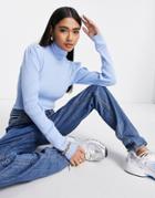 Y.a.s. Timma High Neck Puff Sleeve Sweater In Blue-blues