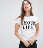 River Island Amour Life Slogan T-shirt In White - White