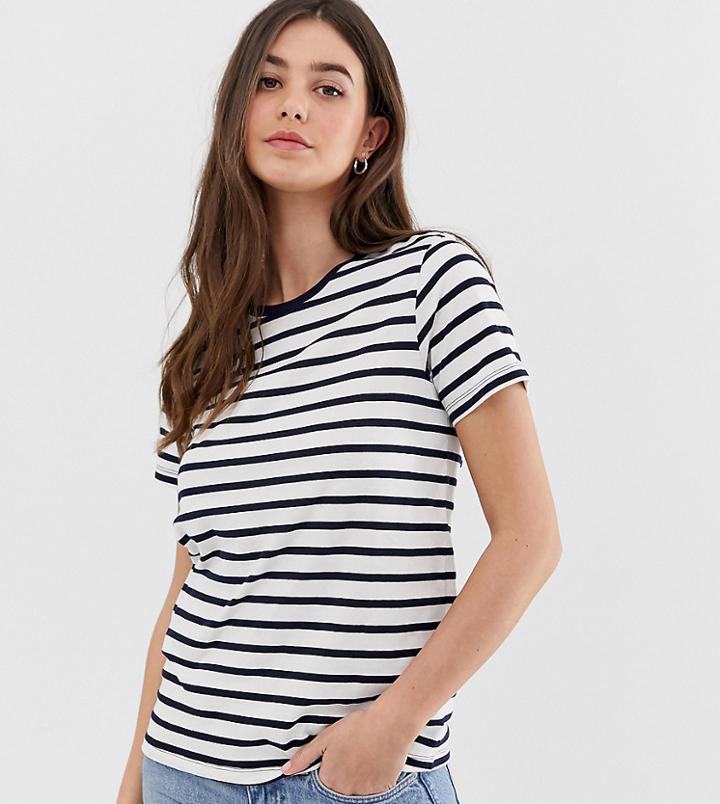 Asos Design Tall T-shirt With Crew Neck In Stripe - Navy