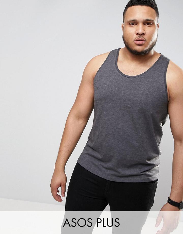 Asos Plus Tank In Charcoal Marl - Gray