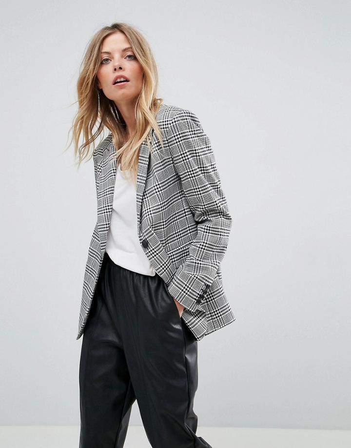 Asos Tailored Clean Mansy Blazer In Check - Multi