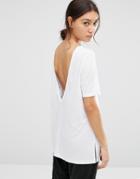 Asos V Back T-shirt With Short Sleeve - White