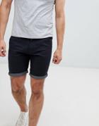 Brave Soul Contrast Turn Up Chino Shorts - Navy