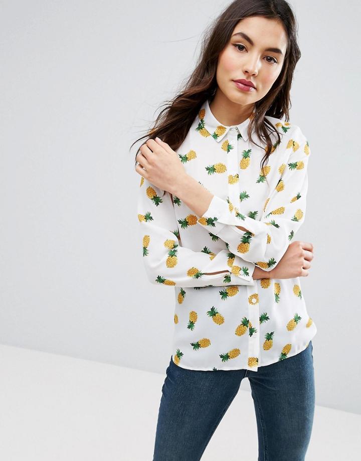 Asos Blouse In Pineapple Print - Multi
