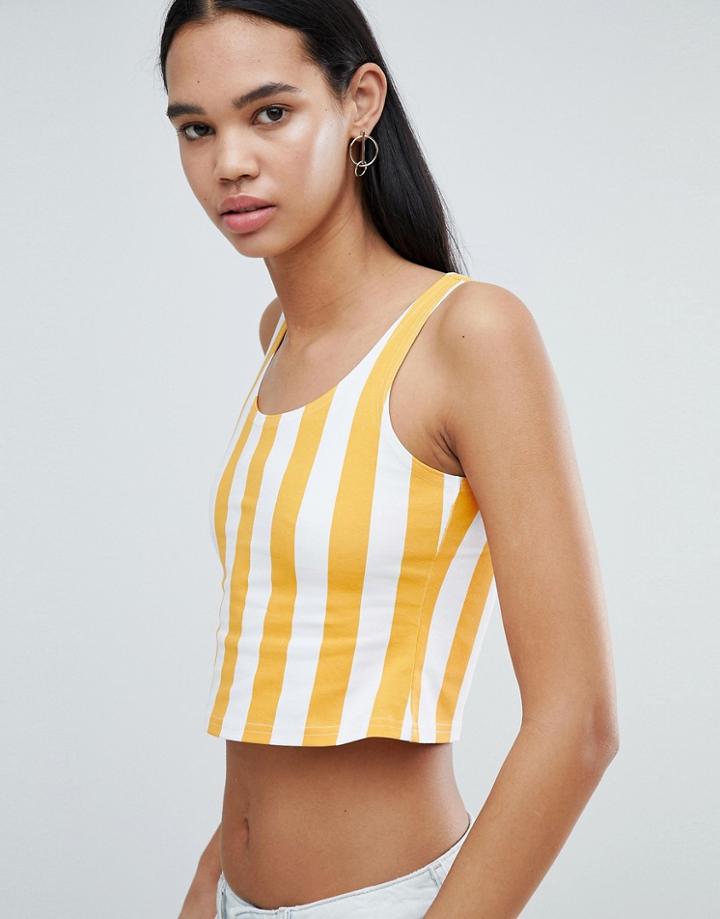 Weekday 90's Crop Tank In Warm Yellow Stripe - Yellow