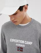 Napapijri Bonthe Crew Neck Logo Sweat In Gray - Gray