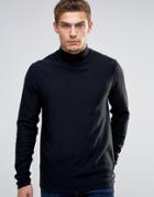 Esprit Turtle Neck Jumper With Open Hem - Black