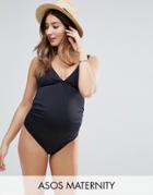 Asos Maternity Twist Knot Front Swimsuit - Black