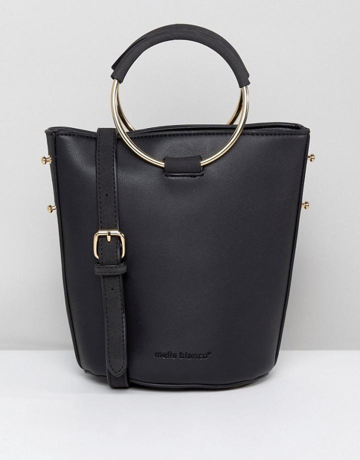 Melie Bianco Vegan Leather Shoulder Bag With Metal Hardware - Black
