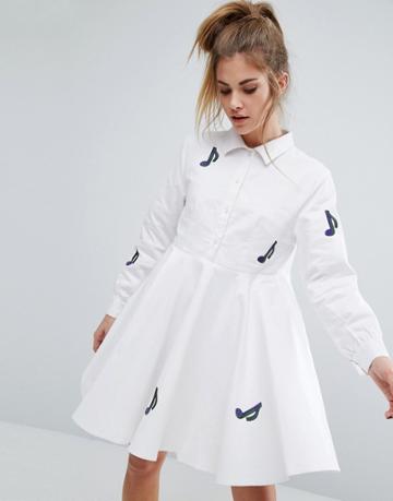 Ziztar Musician Swing Dress - White