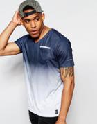 Firetrap Ribbed V-neck Dip Dye T-shirt - Gray