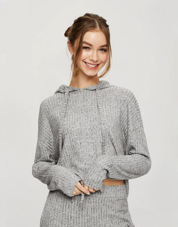 Miss Selfridge Grey Wide Rib Hoody