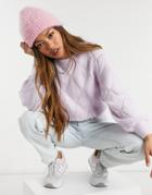 & Other Stories Lattice Effect Fluffy Sweater In Lilac-purple