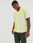 Asos Design Oversized Tie Dye Shirt In Yellow With Square Collar - Yellow
