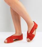Asos Janel Wide Fit Suede Summer Shoes - Red