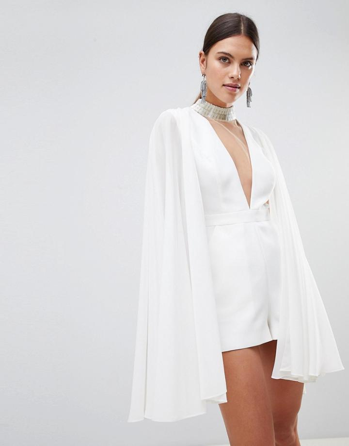 Forever Unique Cape Romper - White
